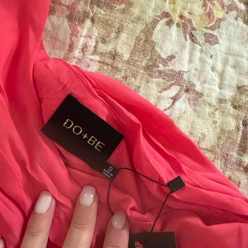 One shoulder DO + BE pink dress. Never worn, new with tags.